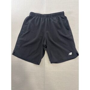 New Balance Mens Running Training Shorts Black Elastic Waist Reflective Logo